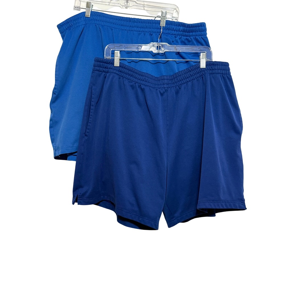 Athletic Works 2 Pairs Mens 2XL Blue Mesh Basketball Shorts Drawstring
